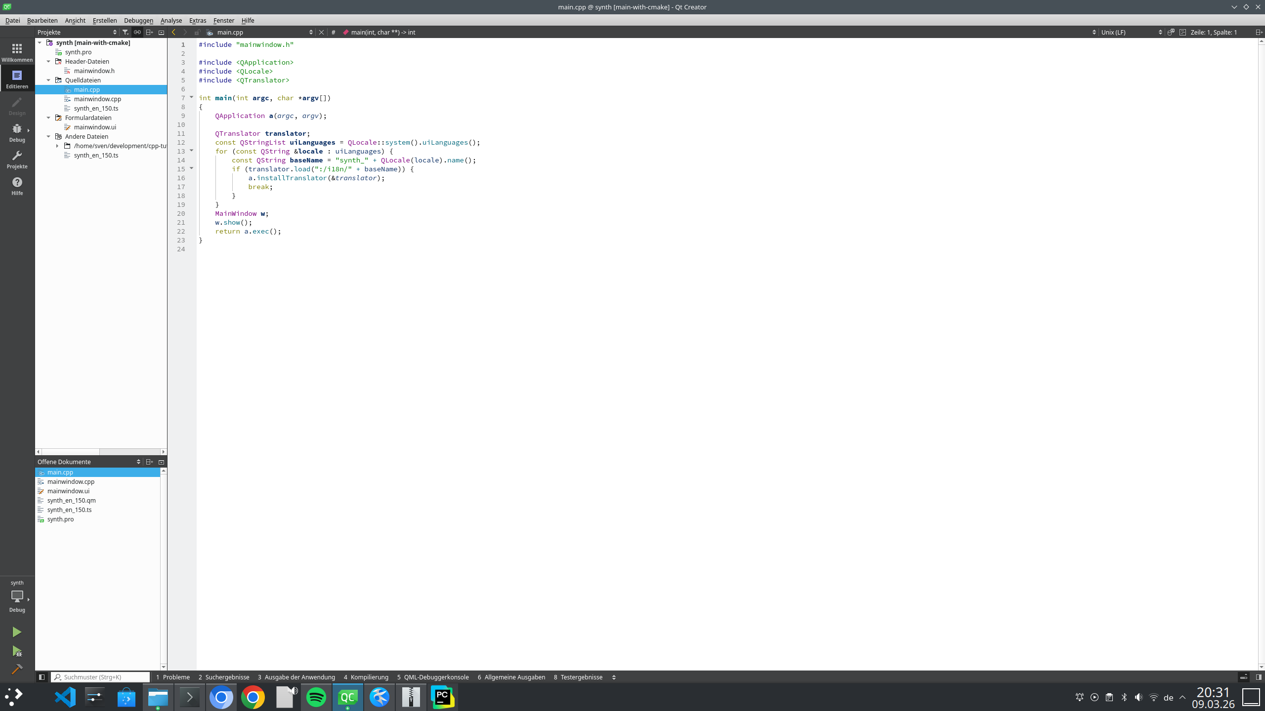 QtCreator Übersicht