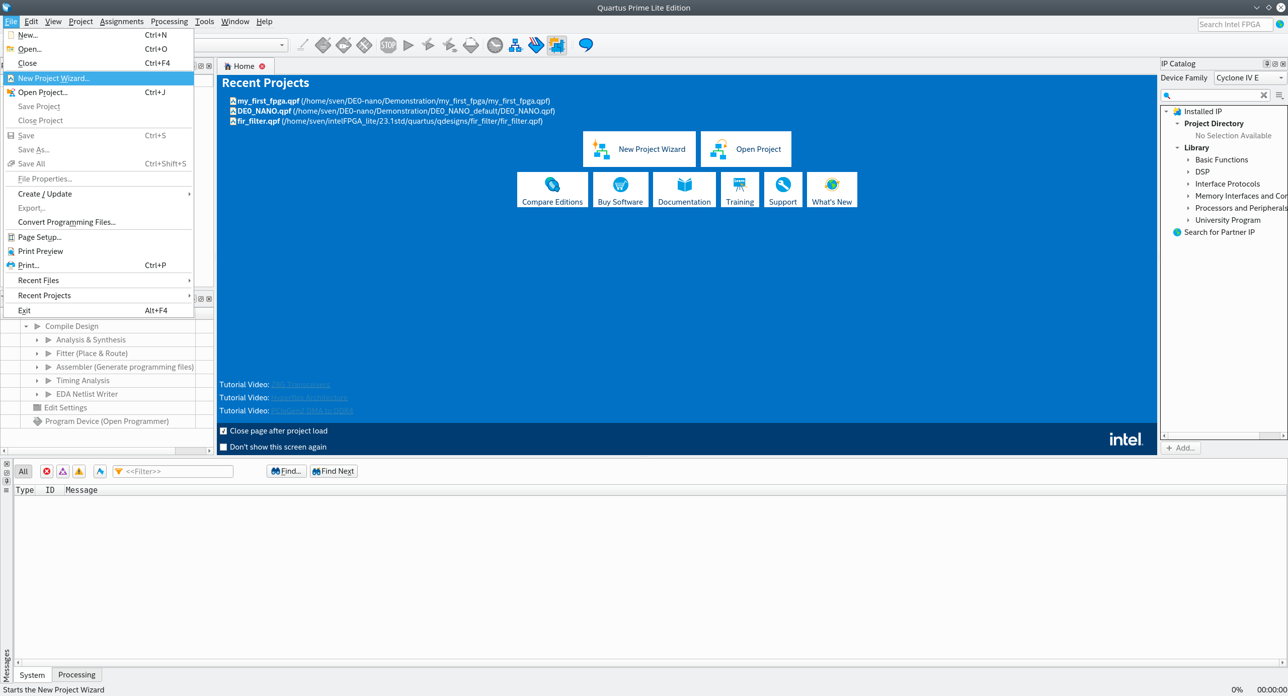Quartus - New Project Wizard