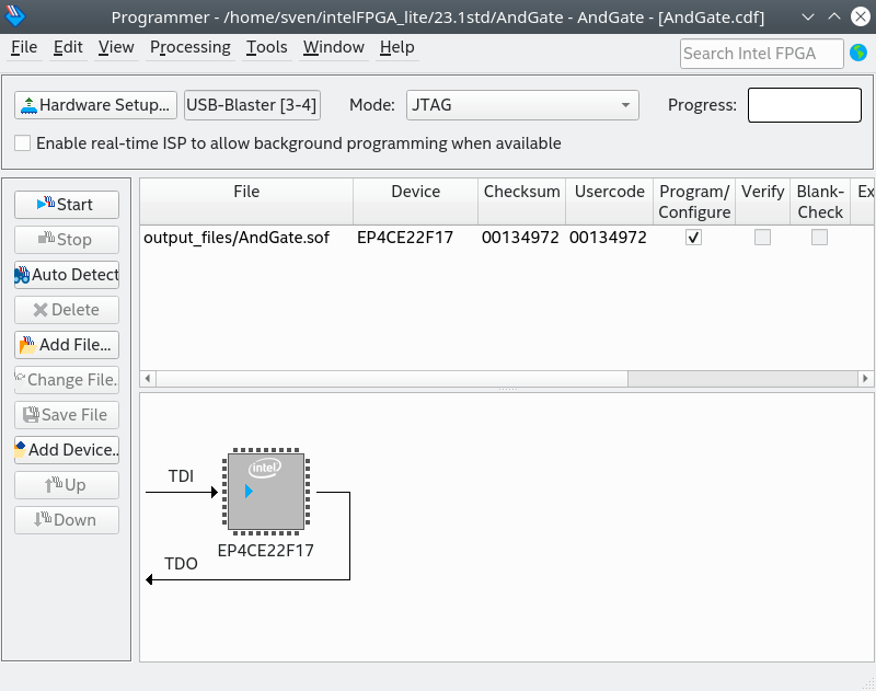 Quartus - Programmer SOF