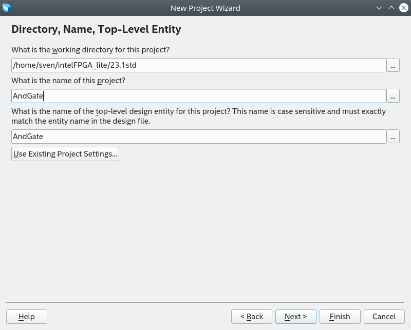 Quartus - Project Naming